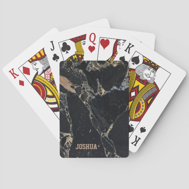 Jeu De Cartes Noir Marbré De Gris Et De Beige (dos)