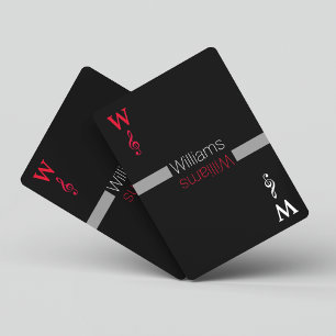 Jeu De Cartes noir personnalisé du nom de famille  