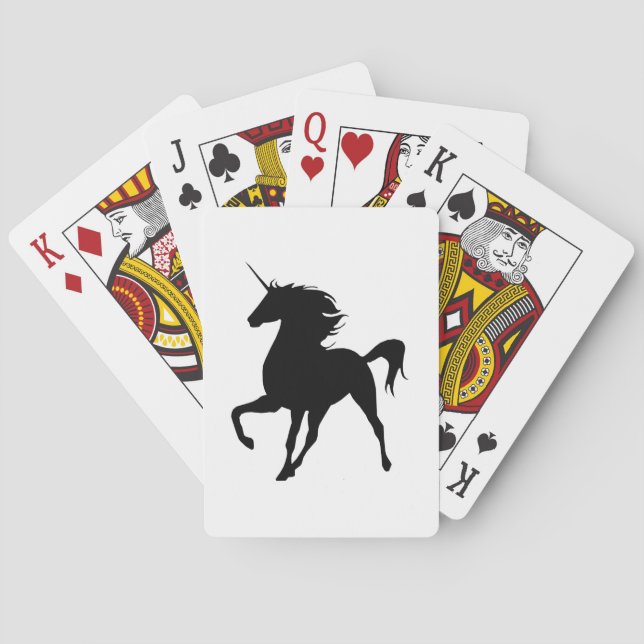 Jeu De Cartes Noir Unicorne Silhouette Jouer Cartes (dos)