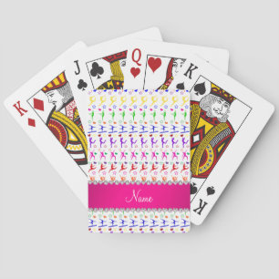 Jeu De Cartes Nom blanc rose arc-en-ciel gymnastique coeurs étoi