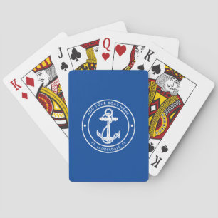 Jeu De Cartes Nom de bateau ancre nautique bleu personnalisé