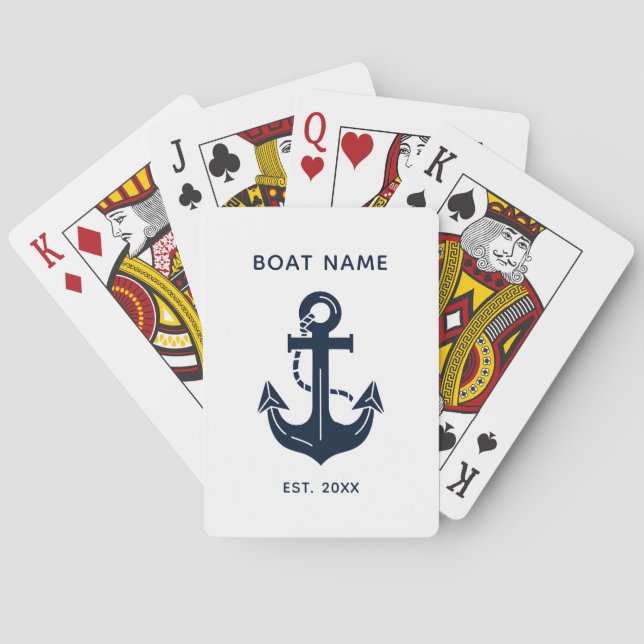 Jeu De Cartes Nom de bateau nautique personnalisé Ancre (dos)
