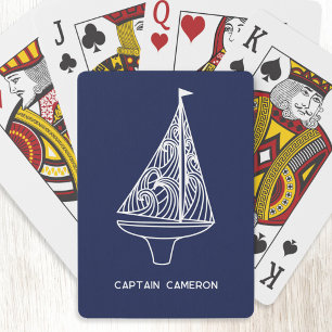 Jeu De Cartes Nom de capitaine de bateau à voile bleu marine