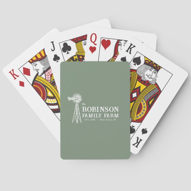 Jeu De Cartes Nom de famille Agritourisme Rustique Windmill Sage (dos)