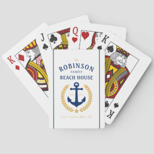 Jeu De Cartes Nom de famille Beach House Ancre Gold Laurel White