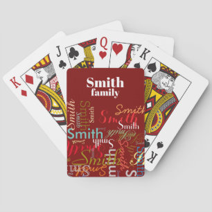 Jeu De Cartes Nom de famille coloré rouge répété