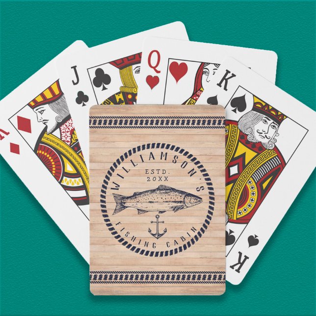 Jeu De Cartes Nom de famille du Cabine de pêche Bois bleu marine (Créateur téléchargé)