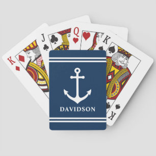 Jeu De Cartes Nom de famille personnalisé bleu marine