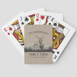 Jeu De Cartes Nom de la famille Cabine Deer Pine Tree Forest Bur