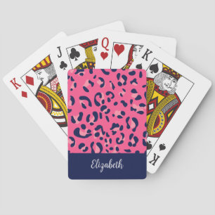 Jeu De Cartes Nom de l'Empreinte de léopard bleu rose