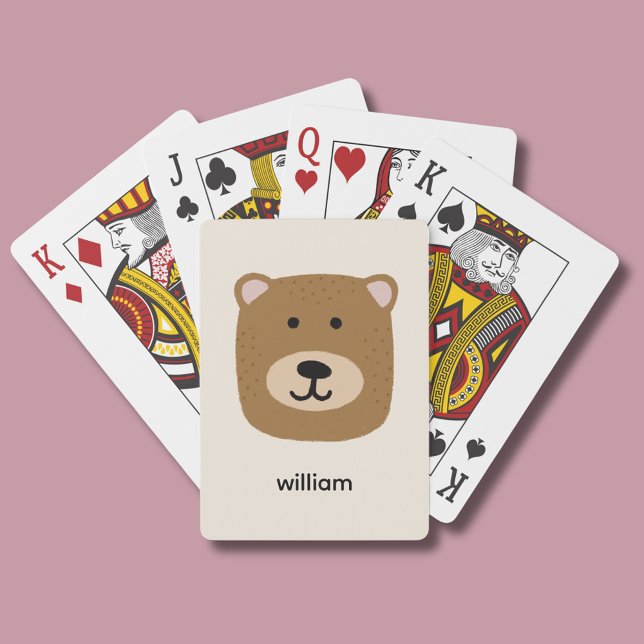 Jeu De Cartes Nom de l'ours Brown (Brown bear personalized playing cards.  Customize with your own name or choice of text.)