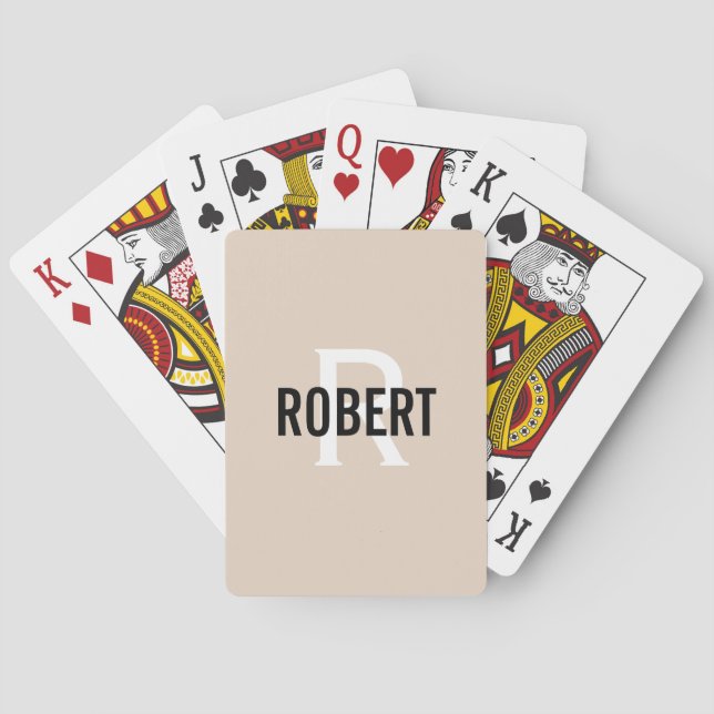 Jeu De Cartes Nom de monogramme beige moderne (dos)