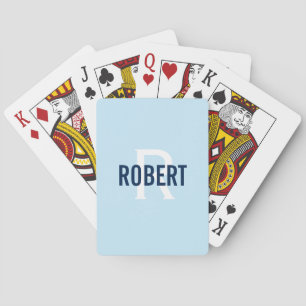 Jeu De Cartes Nom de monogramme bleu clair moderne