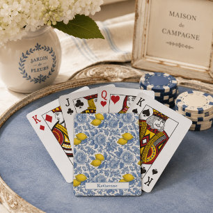 Jeu De Cartes Nom de motif botanique citron bleu vintage