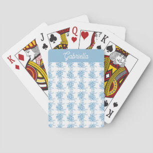 Jeu De Cartes Nom de motif floral Toile de Jouy bleue