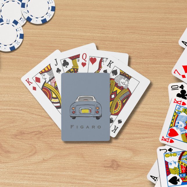 Jeu De Cartes Nom de voiture Lapis Grey FIgaro Playing Cards (Figarations Lapis Grey Figaro Car Playing Cards with space for your name)