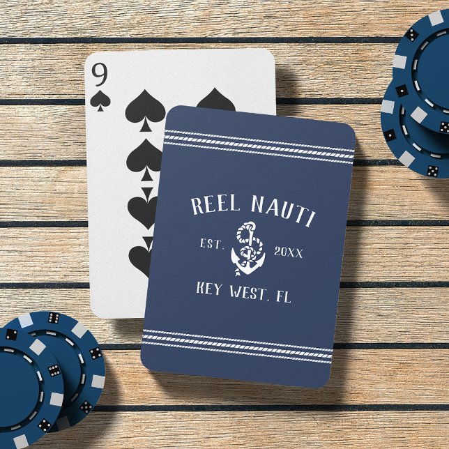 Jeu De Cartes Nom du bateau d'Ancre marine et blanche (Créateur téléchargé)