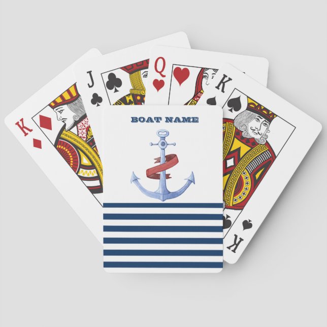 Jeu De Cartes Nom du bateau nautique, Ancre Bleue Marine Bleu ra (dos)