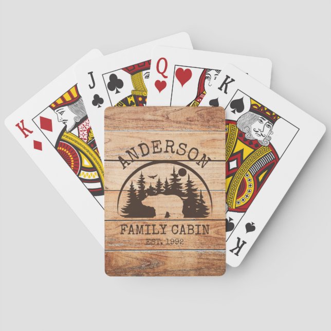 Jeu De Cartes Nom du Cabine de famille Personnalisé en bois rust (dos)