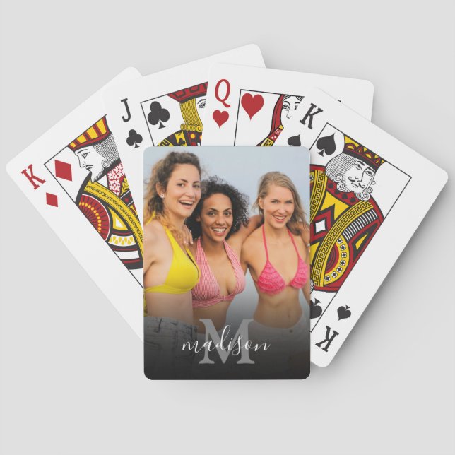 Jeu De Cartes Nom du monogramme photo personnalisé (dos)