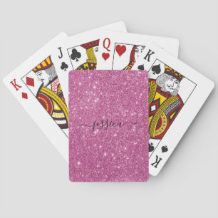 Jeu De Cartes Nom du script de parties scintillant rose moderne