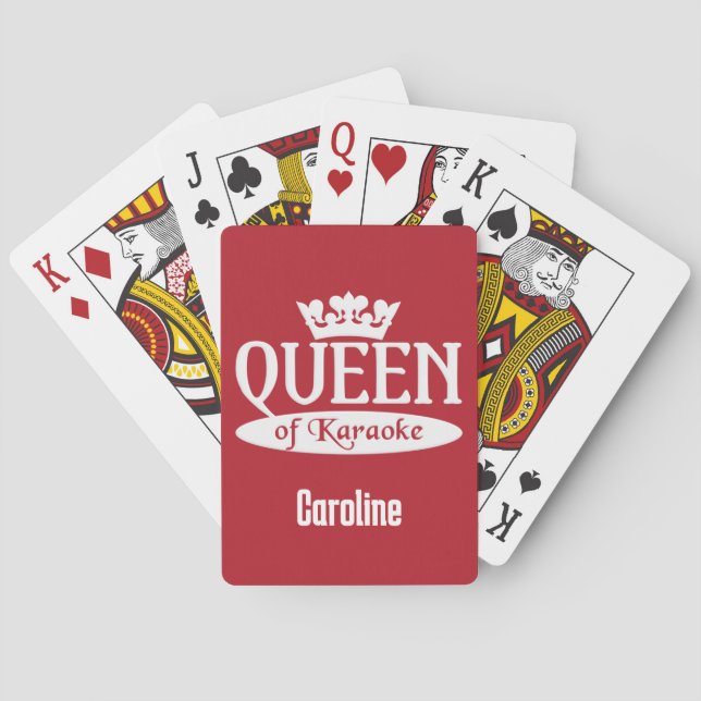 Jeu De Cartes Nom et couleur personnalisés Reine du Karaoké (dos)