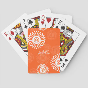 Jeu De Cartes Nom floral minimaliste de marguerite orange