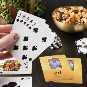 Jeu De Cartes Nom initial du monogramme de photo d'or