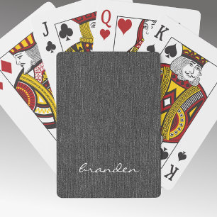 Jeu De Cartes Nom minimaliste moderne impression denim noir