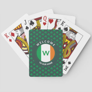 Jeu De Cartes Nom moderne Monogram Irish Flag Shamrock