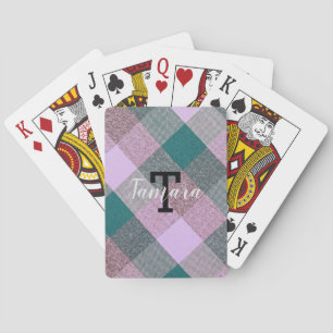 Jeu De Cartes Nom monogramme Turquoise scandinave en plis rose