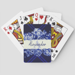Jeu De Cartes Nom personnalisable Roses de marine élégant chic M
