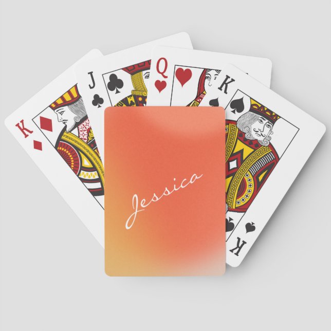 Jeu De Cartes Nom personnalisé Abstrait Retro Gradient Orange (dos)