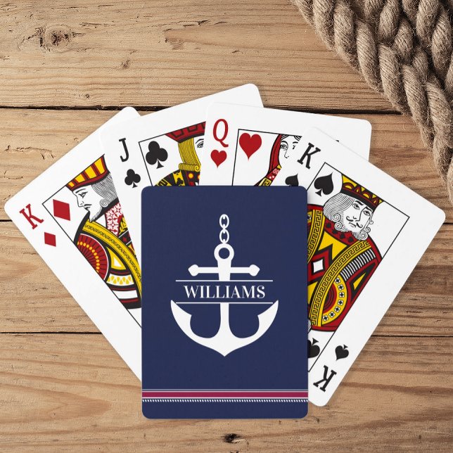 Jeu De Cartes Nom personnalisé Ancre nautique (Personalized Nautical Playing Cards)