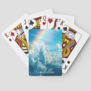 Jeu De Cartes Nom personnalisé Arc en ciel esthétique et nuages