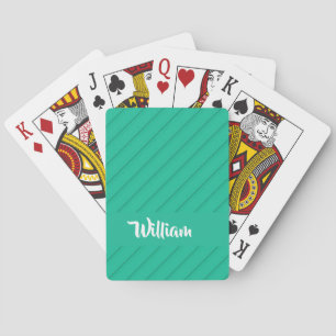Jeu De Cartes Nom personnalisé bleu diagonale plastique texturé