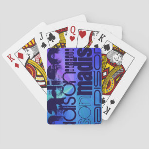 Jeu De Cartes Nom personnalisé ; bleu et Abstrait violet, vert, 