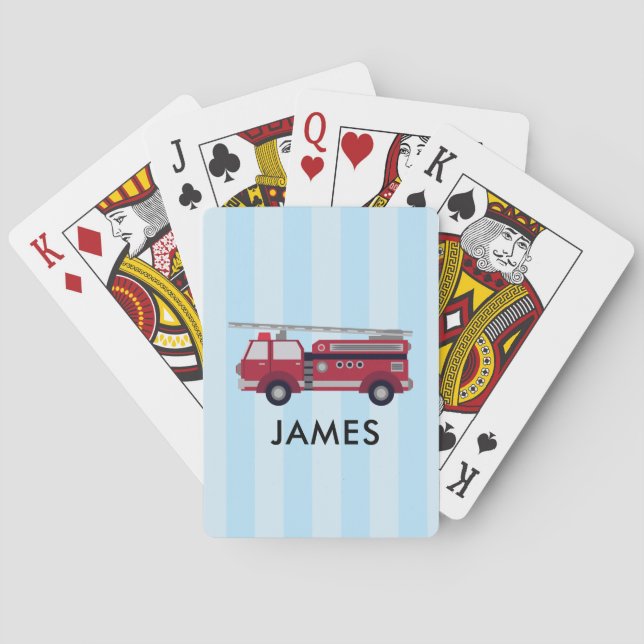 Jeu De Cartes Nom personnalisé Camion Red Fire Jouer Cartes (dos)