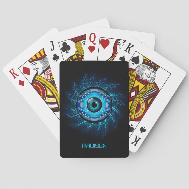 Jeu De Cartes Nom personnalisé Cyber Circuit Eye (dos)