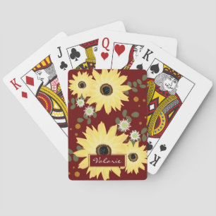 Jeu De Cartes Nom personnalisé des tournesols d'automne