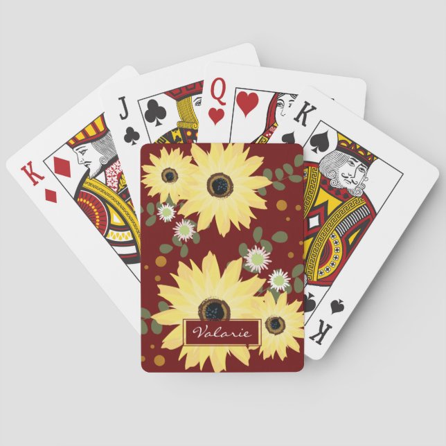 Jeu De Cartes Nom personnalisé des tournesols d'automne (dos)