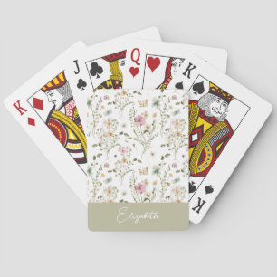 Jeu De Cartes Nom personnalisé fleur sauvage Floral
