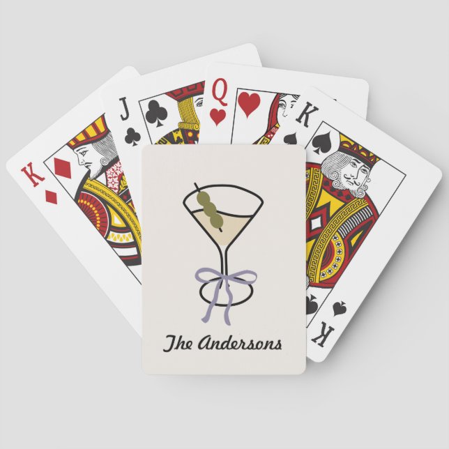 Jeu De Cartes Nom Personnalisé Martini Glass Jouer des cartes (dos)