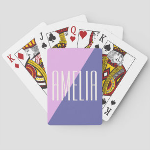 Jeu De Cartes Nom personnalisé moderne géométrique rose violet