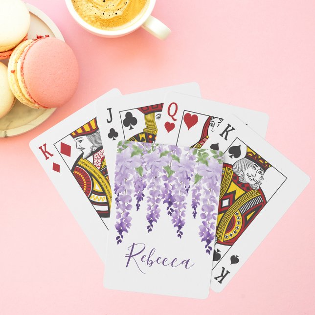 Jeu De Cartes Nom personnalisé par glycines d'aquarelle (Créateur téléchargé)