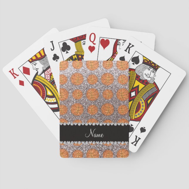 Jeu De Cartes Nom personnalisé parties scintillant argent boules (dos)