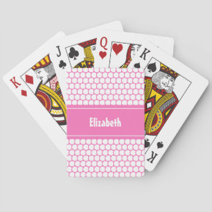 Jeu De Cartes Nom personnalisé rose et blanc Nom géométrique
