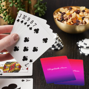 Jeu De Cartes Nom personnalisé Sunset Horizon rouge rose violet 