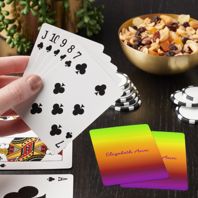 Jeu De Cartes Nom personnalisé Sunset Horizon vert orange violet (In Situ)