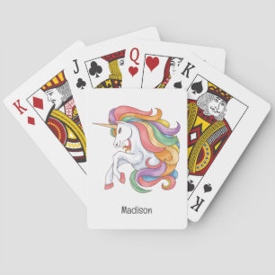 Jeu De Cartes Nom personnalisé Unicorne colorée